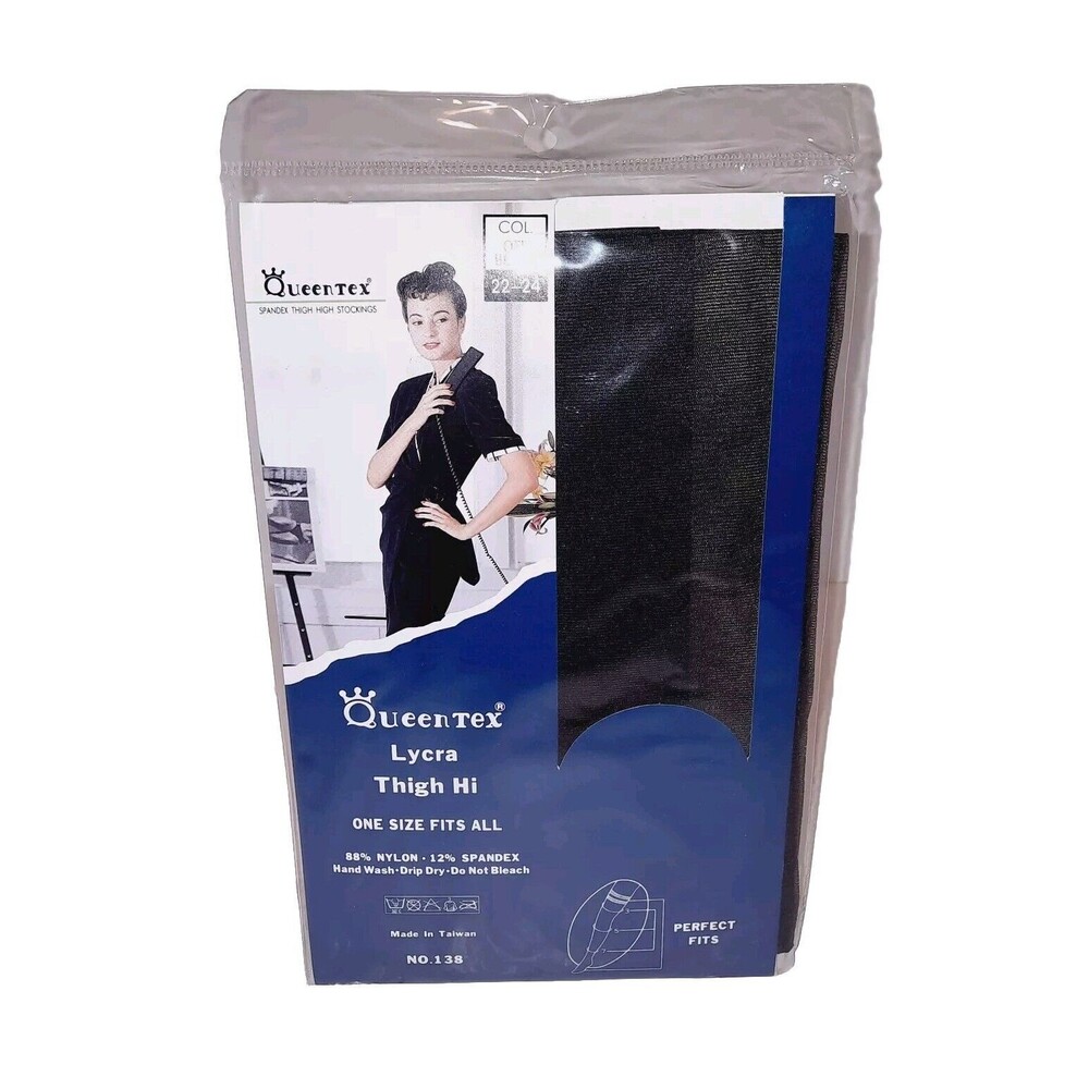 QueenTex Queen Tex Spandex Lycra Thigh High Stocking Off Black ONE SIZE FITS ALL